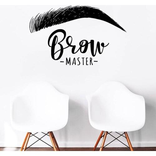 Brow Master Wall Decal Quote Eyelashes Eyebrows Vinyl Sticker Wallpaper Brow Bar Wall Window Decoration Easy Removable