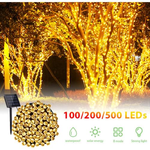 Outdoor Solar Lights With 8 Functions, Waterproof String Lights, Colored Lights, Stars, Wedding Rooms, Garden Lights