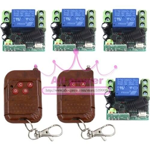 NEW! DC12V 4 Relay CH Momentary Toggle Latched RF Remote Control Switch System . Wireless Receiver&Transmitter LED SMD ON OFF