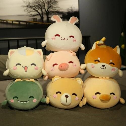 New Rabbit Duck Bear Rabbit Cat Dinosaur Shiba Inu Plush Soft Pillow Kawaii Cartoon Animal Long Stuffed Doll Appease Cushion Toy