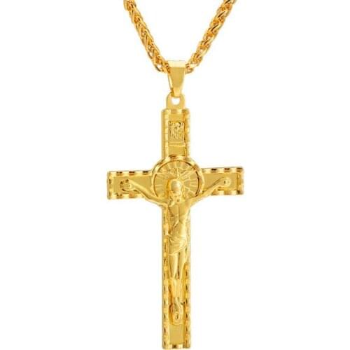 New Christian Pendant Necklace Men and Women Hip Hop Peace Dove Pattern Jesus Cross Jewelry Christmas Easter Prayer Baptism Gift