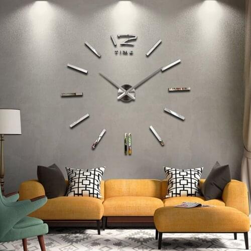 New Arrival 3D home decor quartz DIY wall clock clocks horloge watch living room metal Acrylic mirror Decoration