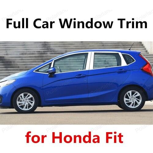 New arrival bright silver Stainless Steel Car Styling Full Car Window Trim Decoration Strips For Honda Fit