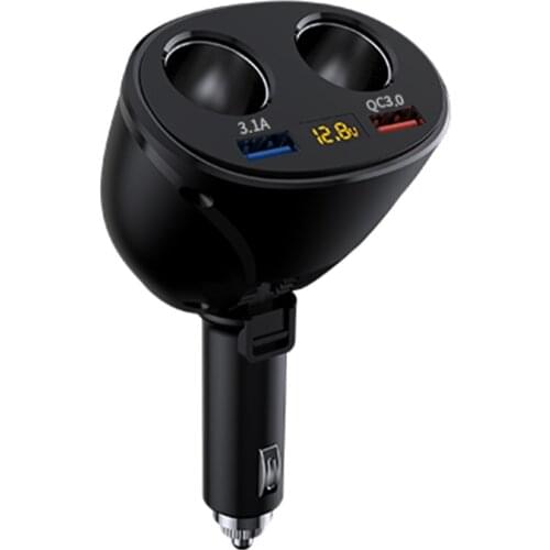 QC3.0 3.1A Dual USB Car Charger Fast Power Adapter with Digital Display Double Lighter Socket Splitter