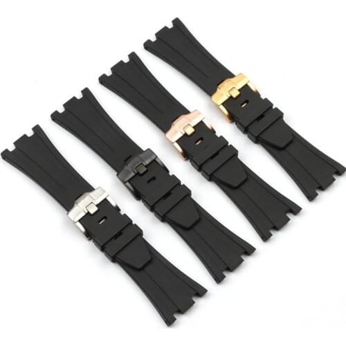 Top Quality 28mm Fluorine Rubber Watch Strap Nature Watch Band Black Belt for Audemars Piguet ROYAL OAK OFFSHORE watch strap