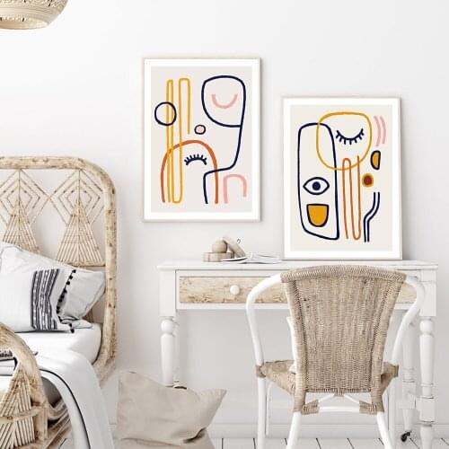 Nordic Modern Abstract Line Simple Style Good Eyes Canvas Painting Art Print Poster Picture Wall Living Room Home Decor