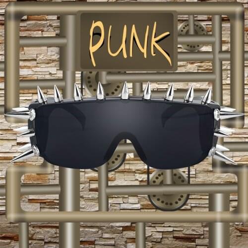 Steampunk Glasses Deal with It One Piece Rivet Sunglasses Lady Fashion Oculos Masculino Points Sun Handmade Heavy Metal