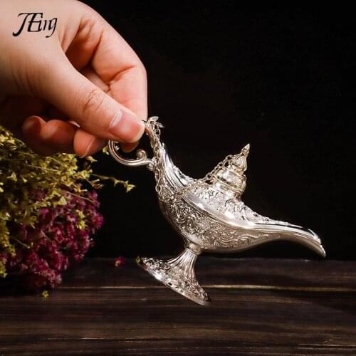 Vintage Retro Hollow Out Fairy Tale Aladdin Magic Lamp Tea Pot Genie Lamp Toy For Home Decoration Ornaments Gift