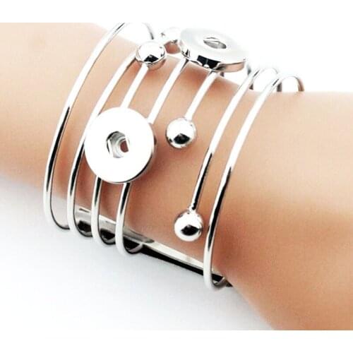 XH559 Exaggerated 3 button 18mm metal ginger snap button bangle female DIY jewelry women