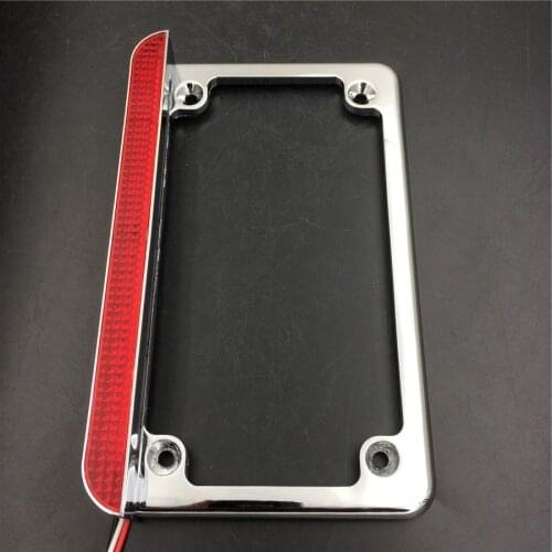Aftermarket motorcycle parts CHROME 7" x 4" Flat License Plate Frame Bracket Tag Holder w/ 6" LED Bar for harley Honda Universal