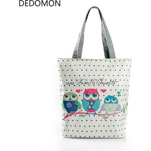 Floral And Owl Printed Womens Casual Tote Female Daily Use Female Shopping Bag Ladies Single Shoulder Handbag Simple Beach Bag