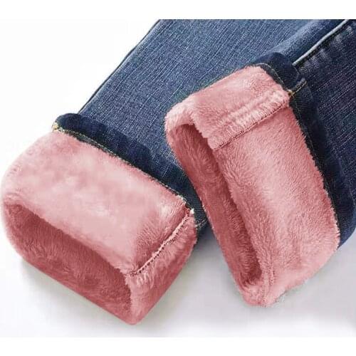 Women Jeans Plus Size Winter Warm Jeans Woman 2021 High Waist Casual Velvet Ladies Trousers Female Pantalon Denim Pants