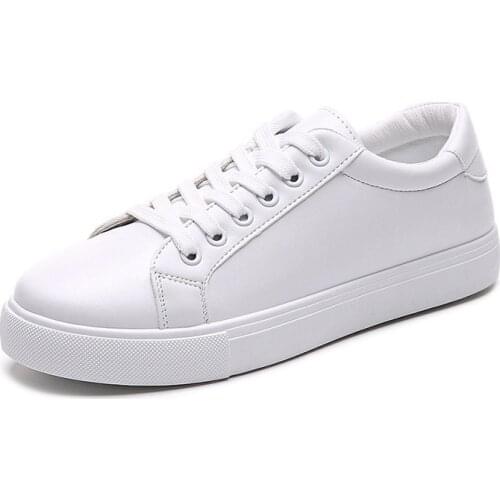 2019 new spring tenis feminino lace-up white shoes woman PU Leather solid color female shoes casual sneakers Couple NVX21