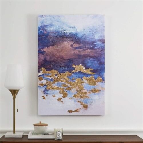 100% Handpainted thick knife abstract oil painting Gold Blue White gorgeous abstract Painting home Decor Oil Painting Canvas Art