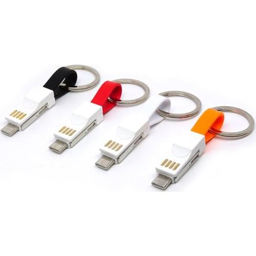 3 in 1 USB Cable Micro USB Type C Cable with Keychain Portable Key For iPhone Xs Max 8 7 Plus Samsung 2A Android smartphone