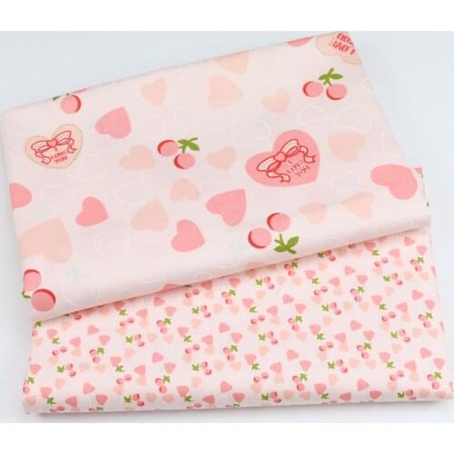 50cm*160cm Pink Hearts Cotton Fabric For Patchwork Girls Dresses Bed Sheets Quilt Cushions Sewing Tilda Doll Material D30