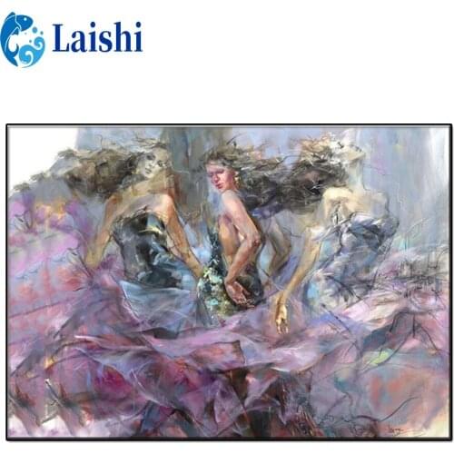 5D DIY Full Round Drill Abstract graffiti dancing woman Diamond Painting Cross Stitch Rhinestones Mosaic Art Wall Sticker Decor