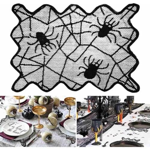 6Pcs Halloween Spider Web Pattern Exquisite Party Decorative Placemat Table Mat Halloween Placemat Cup Pad Mat Wall Ornament