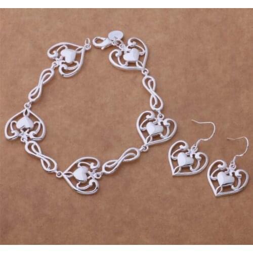 AS364 Lucky Silver Color 925 Jewelry Sets For Women Earring 471 + Bracelet 193 /bquakiba Aouajgba