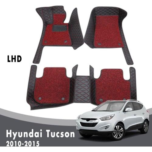 Car Floor Mats Carpets For Hyundai Tucson 2015 2014 2013 2012 2011 2010 Luxury Double Layer Wire Loop Leather Auto Custom Rugs