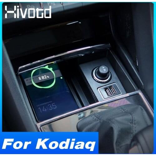 Hivotd Wireless Charger Fast Phone Charging Board Plate Pad Interior Accessories Refit Parts For Skoda Kodiaq Karoq 2017-2020