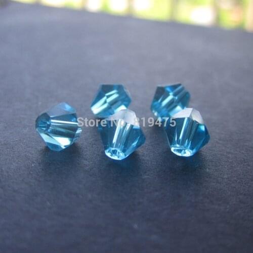 90pcs 6mm Bicone Crystal Beads charm Glass Beads Ocean Blue Color Loose Spacer Bead for DIY Jewelry Making