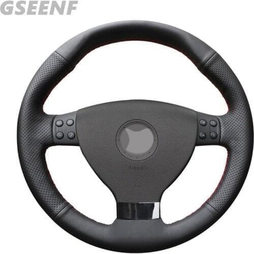 Black Hand-stitched Steering Wheel Cover Artificial Leather DIY Car Steering Wheel Covers For Volkswagen VW EOS MK5 2008 - 2005