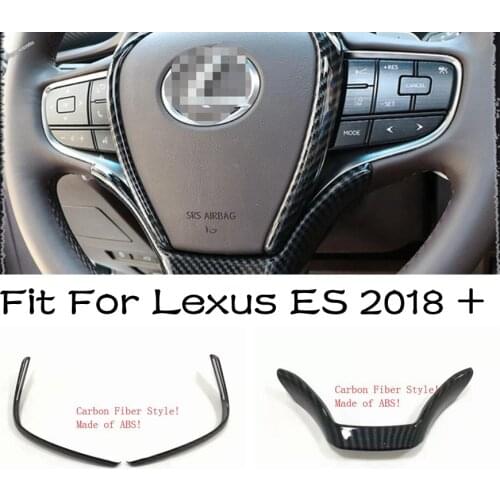 Lapetus Steering Wheel Decoration U Strip Cover Accessories Interior Trim Carbon Fiber ABS For Lexus ES 2018 2019 2020 2021