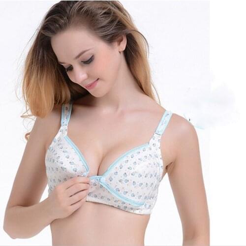 Cotton Soft Lactation Printing Flower Front Opening Nursing for Pregnant Womens Bra