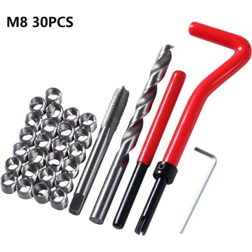 M5/M6/M8 Fastening Thread Insert Set Stainless Steel Easy Install Repair Tool Industrial Spiral Wire Screw Sleeve Wrench Tools