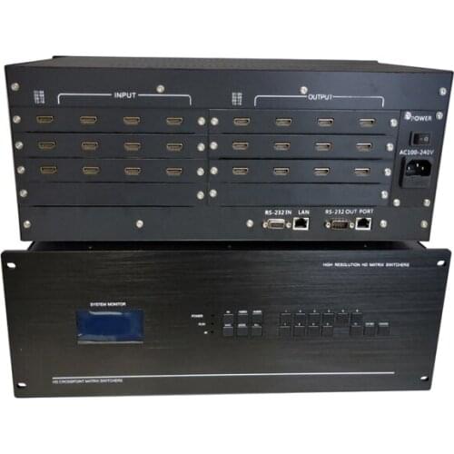 12*12 HDMI Matrix Switch Switcher Slot Plug-in HDCP 1080P 3D 4K*2K Blu-ray Video Auto Loop RS232 IR 4U