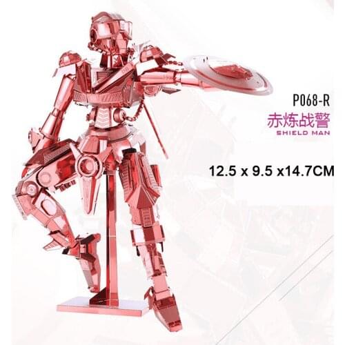 Piececool amror models 3D Metal Nano Puzzle Shield Man Model Kits P068-R DIY 3D Laser Cut Models Jigsaw Toys