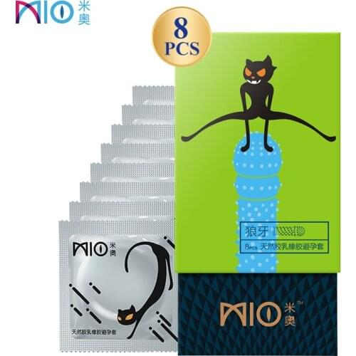 MIO Large Particle Condoms 8Pcs Natural Latex Delay G spot Penis Sleeves Big Dotted Intimate Goods Products Sex Toys For Men