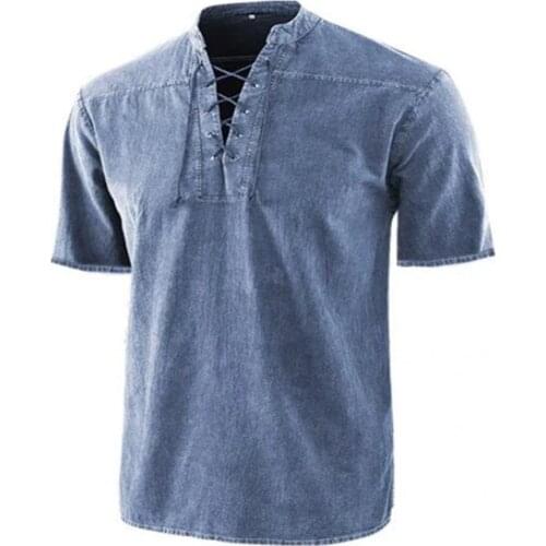 Pullover Stylish V Neck Solid Color Summer Top Streetwear Men T-shirt Short Sleeve for Dating