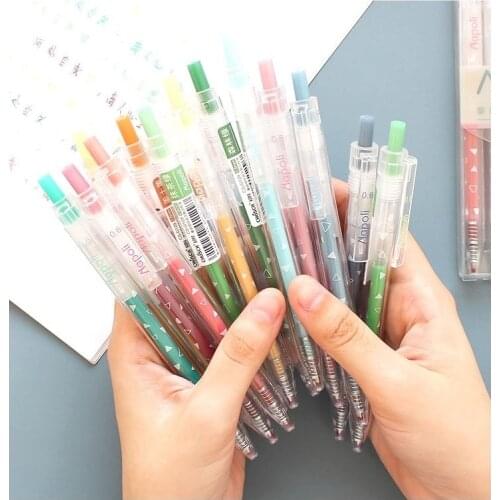 12pcs Napoli Color Gel Pen Set 0.6mm Ballpoint Click Type Multi Colors Drawing Marker Liner for Journal Art School Supplies F864