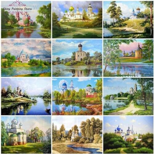 5D DIY Castle Landscape Diamond Painting Cross Stitch Kit Scenery Picture Diamond Embroidery Wall Art Decoration Handmade Gift