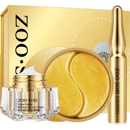 New Brand Makeup Caviar Eye Care Kit,3pcs/set cosmetics set,Moisturizer Eye Cream,Elasticity of skin mask,Essence for skin care