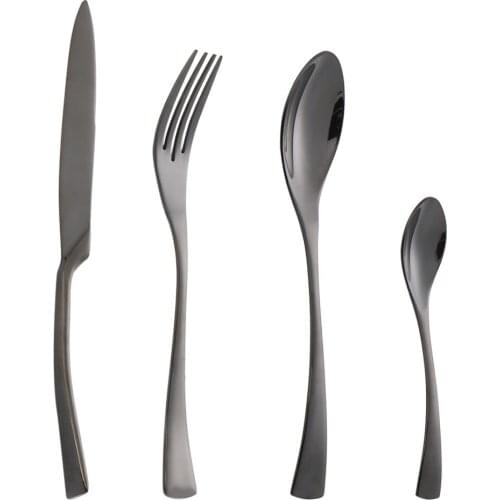Black Dinnerware Set Stainless Steel Cutlery Mirror Polish Knife Fork Spoon For Kitchen and Home