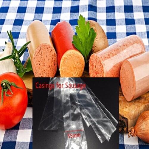 1PC Food Grade Casings for Sausage Salami Length:50cm Wide50mm Shell for Sausage Maker Machine Hot Dog Plastic Casing Inedible