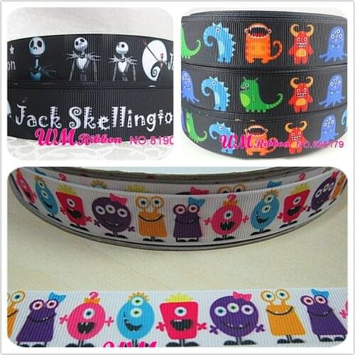 Q&N ribbon 7/8inch 22mm OEM Cute Cartoon Printed Grosgrain Ribbon 50yds/roll Free Shipping For Hair Bows Headband