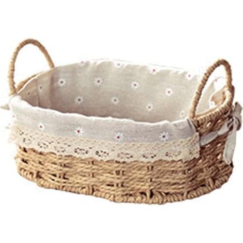 Hand woven storage basket key remote control desktop storage box imitation rattan cosmetics storage box hand woven