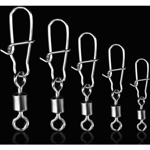 Fishing tool Stainless Steel Fishing Connector Pin Bearing Rolling Swivel Snap Pins Fishing Tackle Accessories10/30/50/80Pcs