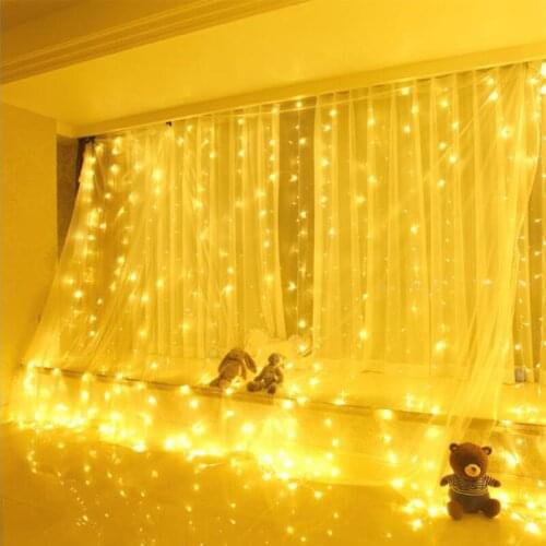 Powered LED curtain light copper wire fairy tale lamp with remote control outdoor garland Christmas holiday for girl room