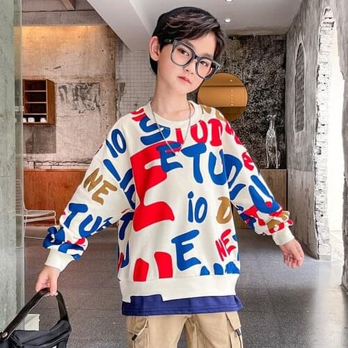 Spring And Autumn Letter Printing O-neck Pullover Childrens Sweatshirt Fashion Sweater Childrens Cotton Boy Sweatshirt Clothes