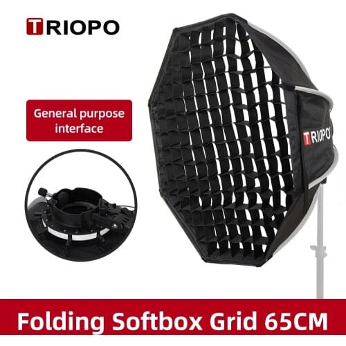 Triopo KX65 65cm Speedlite Octagon Umbrella Softbox + Honeycomb Grid Outdoor Flash Soft Box for Godox V1 Speedlite Softbox