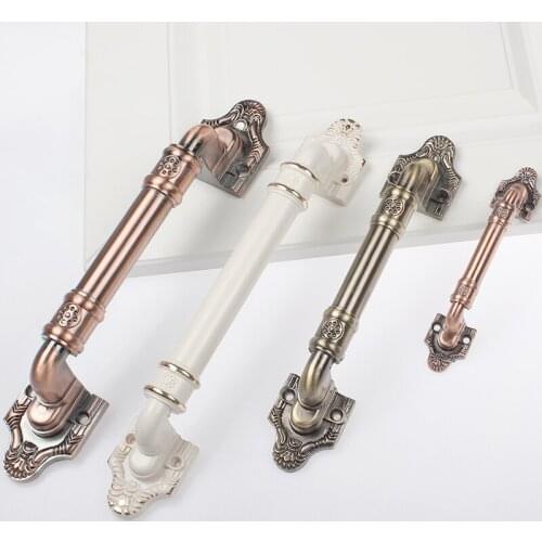 1PCS European Style Antique Copper Cabinet Handles and Knobs Wardrobe Drawer Door Pulls invisible door handle Furniture Hardware