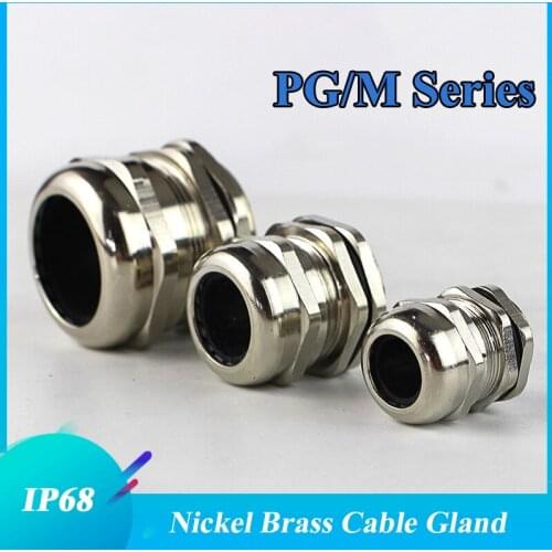 1PC Waterproof Cable Gland Cable entry IP68 PG Series for 3-44mm PG7-PG48 Nickel Plated Brass Connector