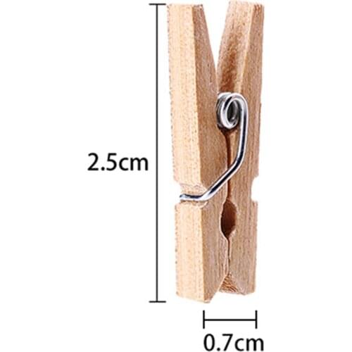 Cheap sales 100Pcs 2.5cm Mini Natural Wooden Clothes Pin Photo Paper Peg Clothespin DIY Craft free Shipping