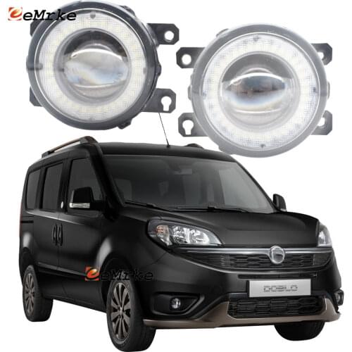 2 Pieces Car Lens LED Fog Lights Angel Eye DRL lamp for Fiat Doblo 152/263 (Fiat Pratico Turkey (263) 2015 2016 2017 2018-2020