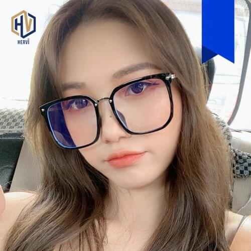 2020 Metal Transparent Glasses Frames Woman Retro Big Square Frame Flat Mirror Anti Blue Light Glasses оправа для очков женщин